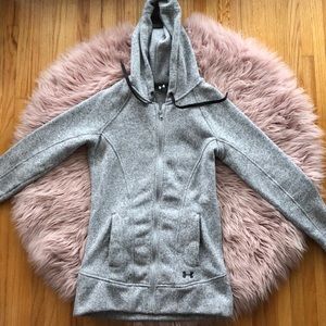 gray under armour zip up hoodie